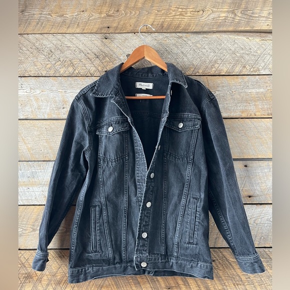 Madewell Jackets & Blazers - Madewell Oversized Black Denim Jean Jacket Medium Trucker Women’s